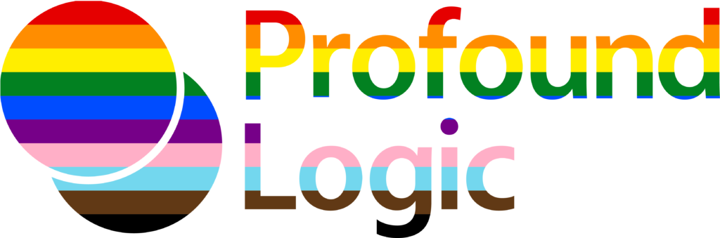 profound logic logo with rainbow colors for pride